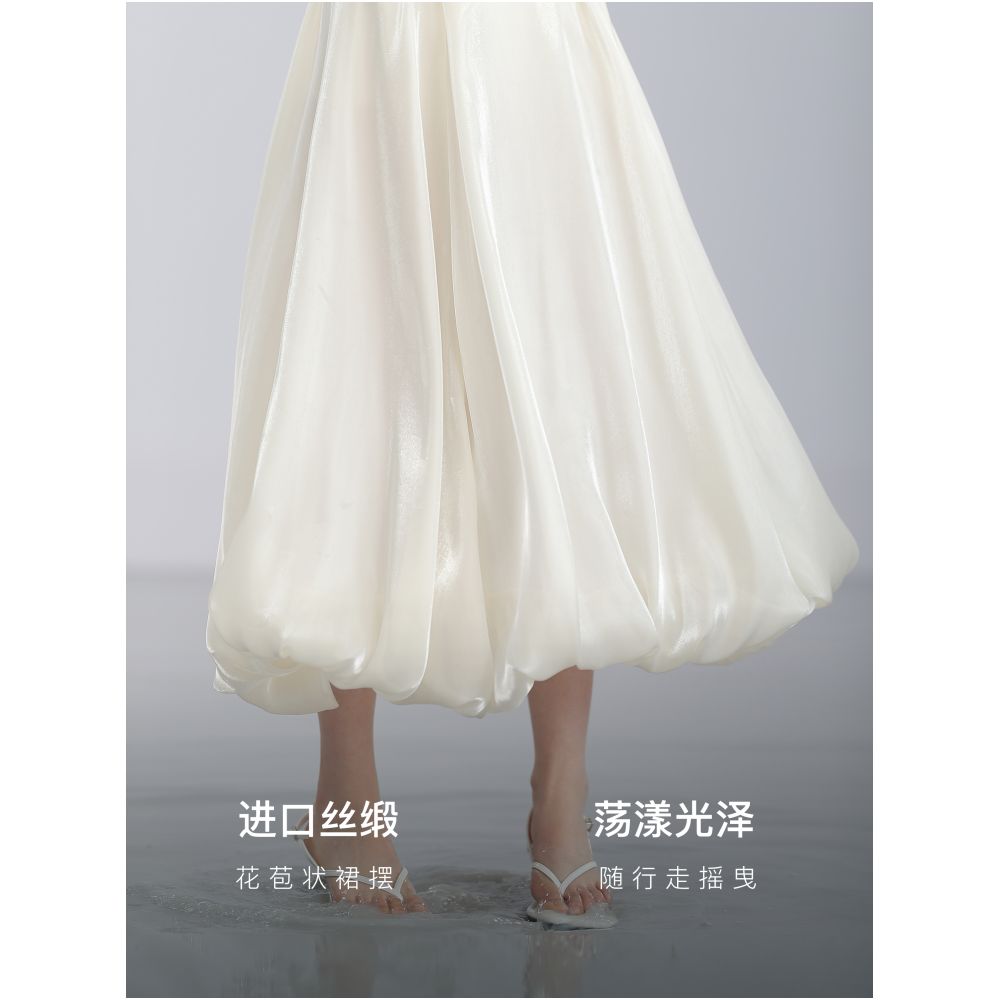 COMMON VALUE Sparkling Blossoms Half body Skirt with Folded Moonlight Yarn Versatile and Slim A line Large Swing Skirt image 9