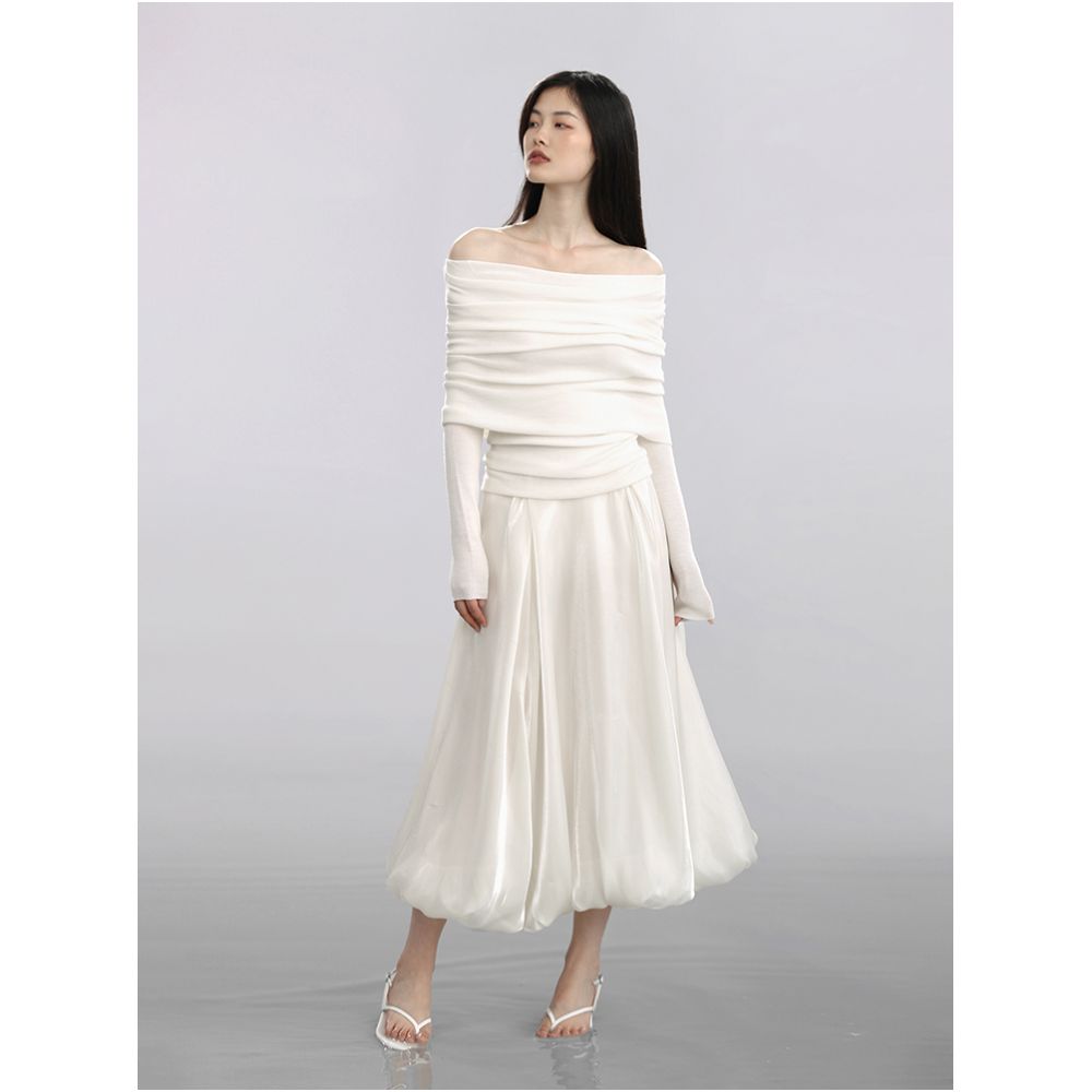 COMMON VALUE Sparkling Blossoms Half body Skirt with Folded Moonlight Yarn Versatile and Slim A line Large Swing Skirt image 10