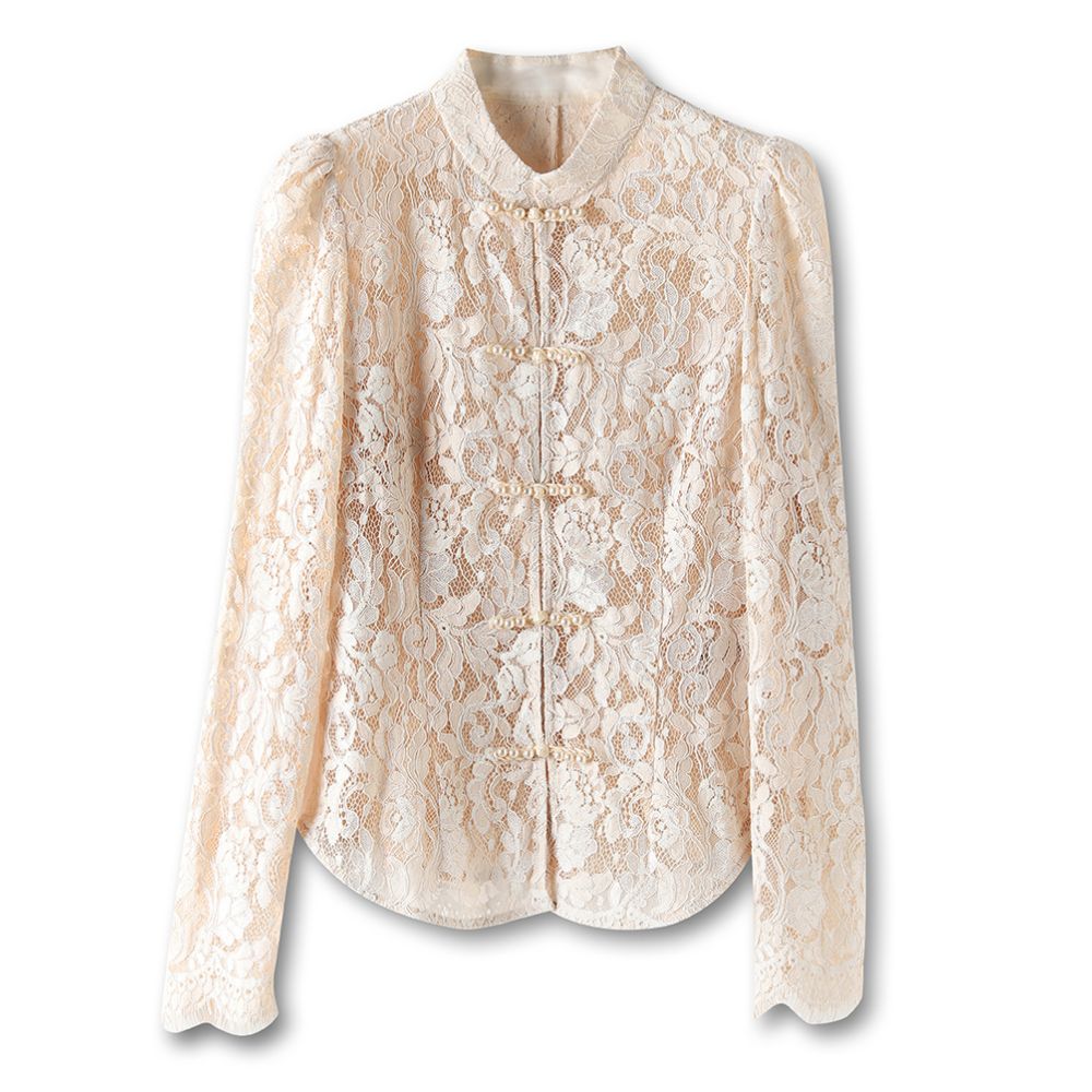 Heavy industry hollowed out lace embroidery new Chinese style shirt with a niche design for women slim fit and lightweight Chinese style button up top image 5