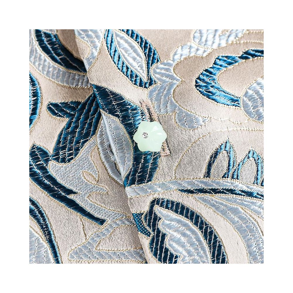 Foreign Trade Clearance Blue Weaving Brocade Acetic Acid Jacket 2025 Women s New Style Overlay Top with China Chic Style image 3