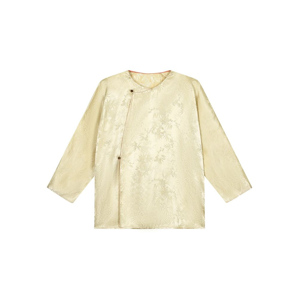 Ruyi Lianyun Autumn Collection New Oblique Collar Sleeve Round Collar Jacquard Top Women s Retro New Chinese Style Loose Shirt image 6
