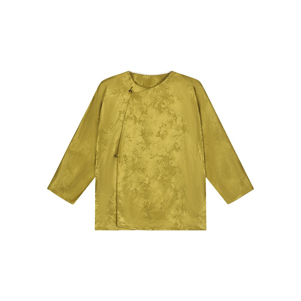 Ruyi Lianyun Autumn Collection New Oblique Collar Sleeve Round Collar Jacquard Top Women s Retro New Chinese Style Loose Shirt image 19