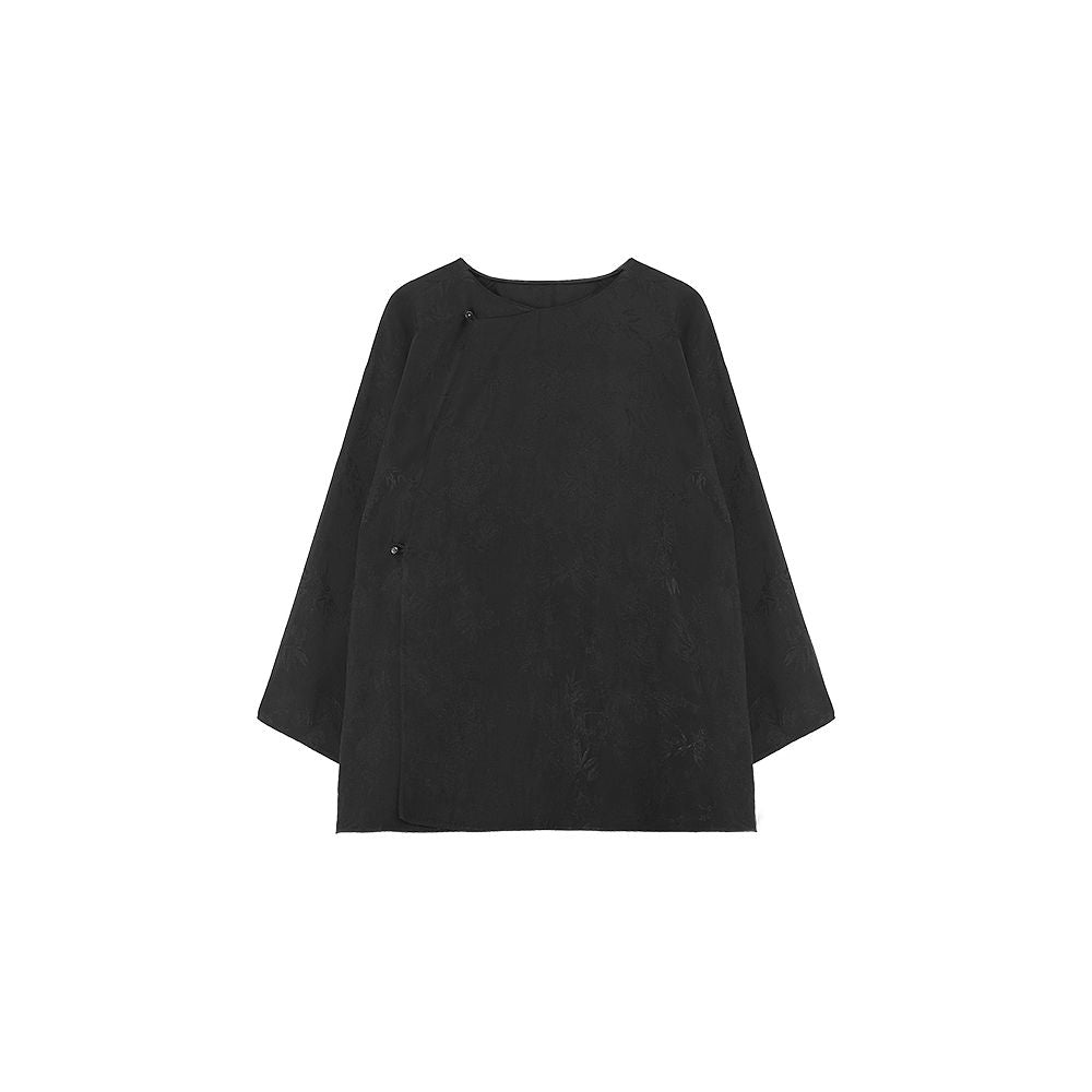 Ruyi Lianyun Autumn Collection New Oblique Collar Sleeve Round Collar Jacquard Top Women s Retro New Chinese Style Loose Shirt image 26
