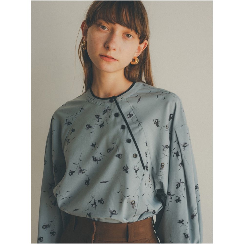Special Offer Reward for Vitality Girl Solo Chinese Slant Button Round Neck Shirt Lantern Sleeves Sweet Casual Flower Top for Women image 2