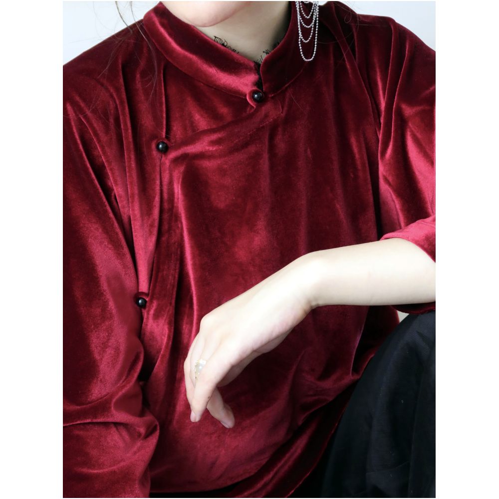 TAORAN women s clothing new Chinese style improved Tang style coat women s young style cheongsam top slanted placket Zen tea suit small shirt image 4