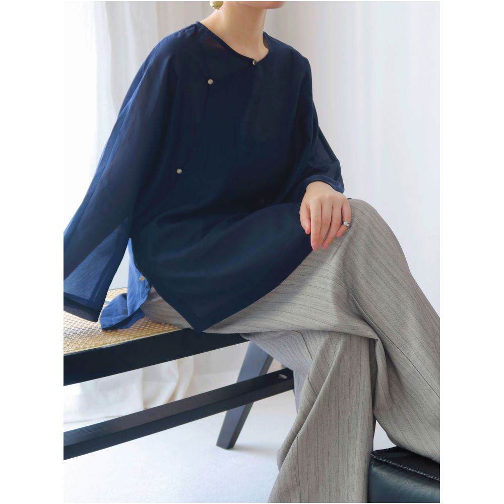 TAORAN women s clothing new Chinese style improved cheongsam top women s daily wear can be worn young style slanted placket Zen tea suit small shirt image 3