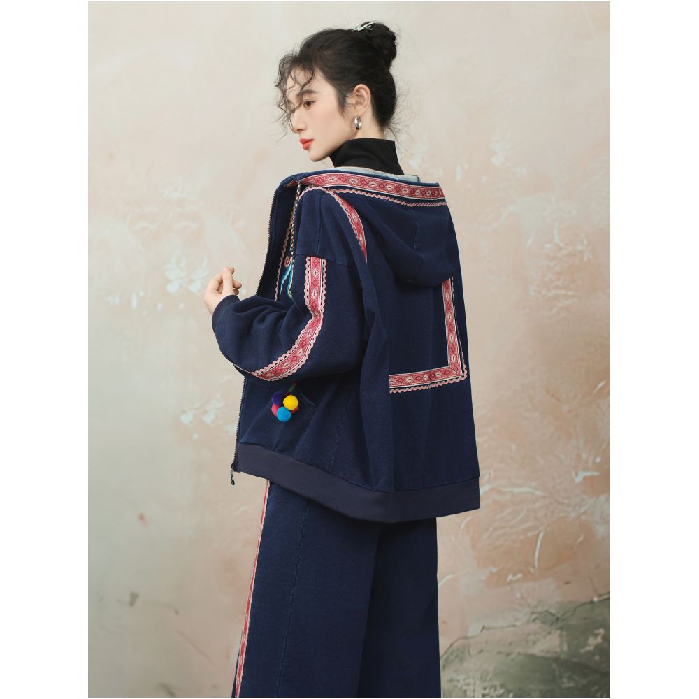 Su Luo s original China Chic Embroidered Sweater Sweatpants Set image 4