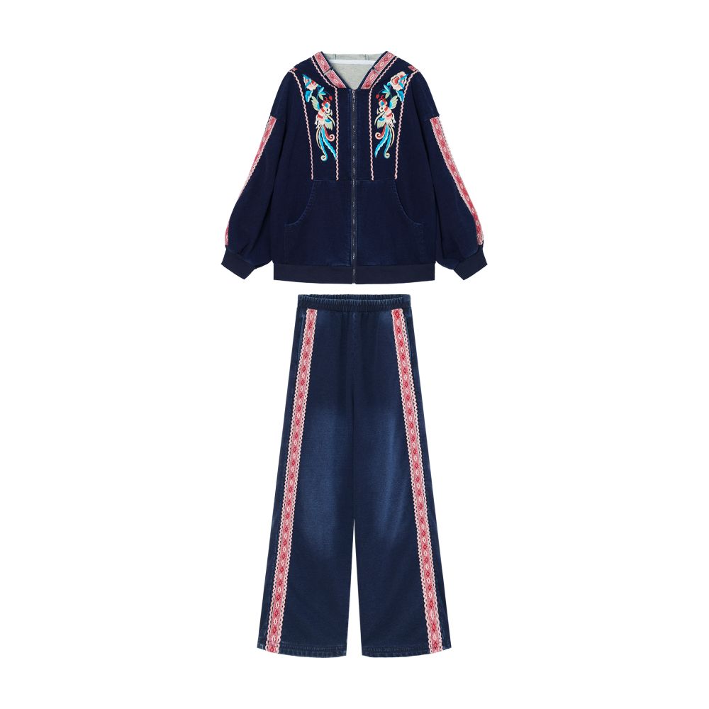 Su Luo s original China Chic Embroidered Sweater Sweatpants Set image 5
