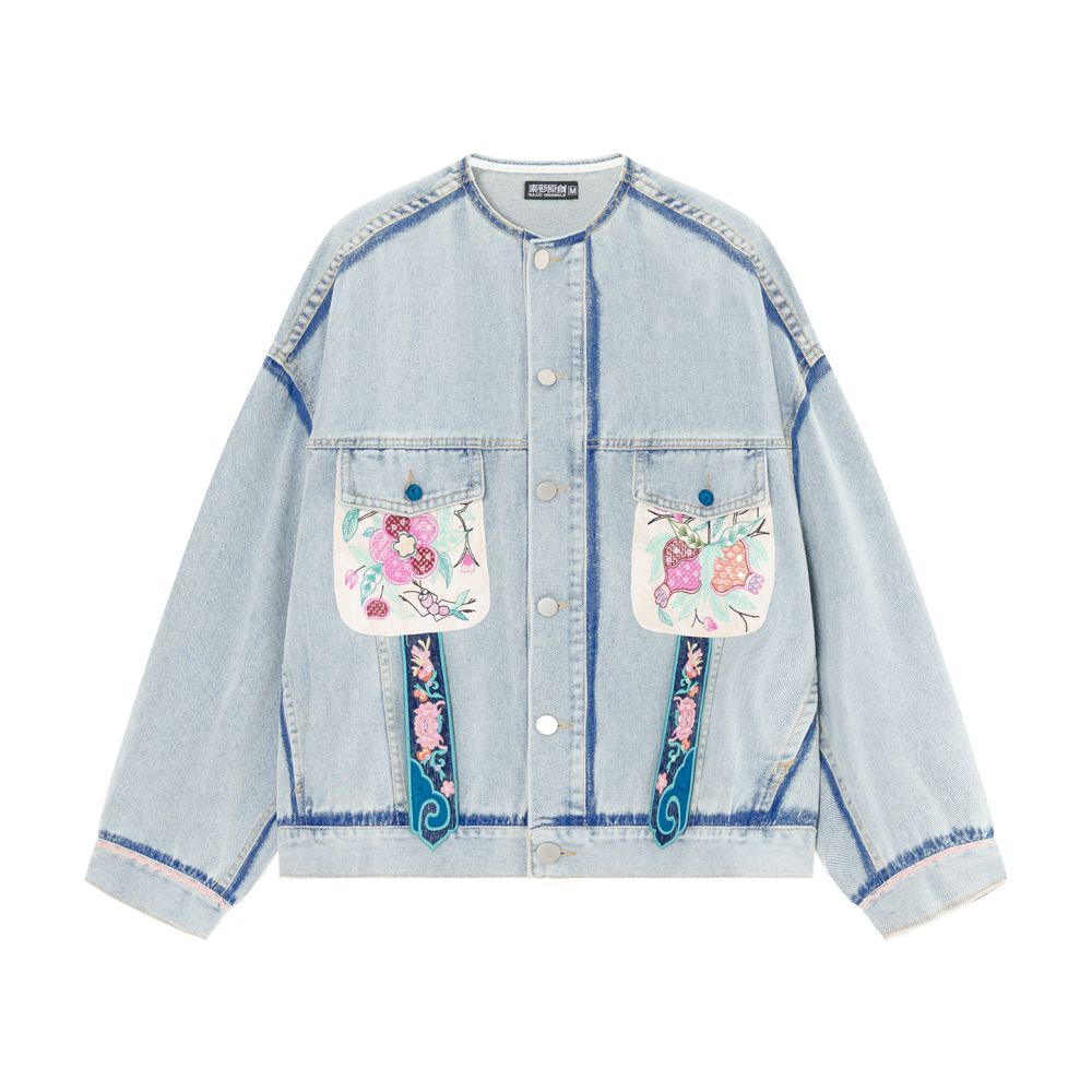 ASAYA4764 – Cloud Blue Embroidered Denim Set ☁️🌸