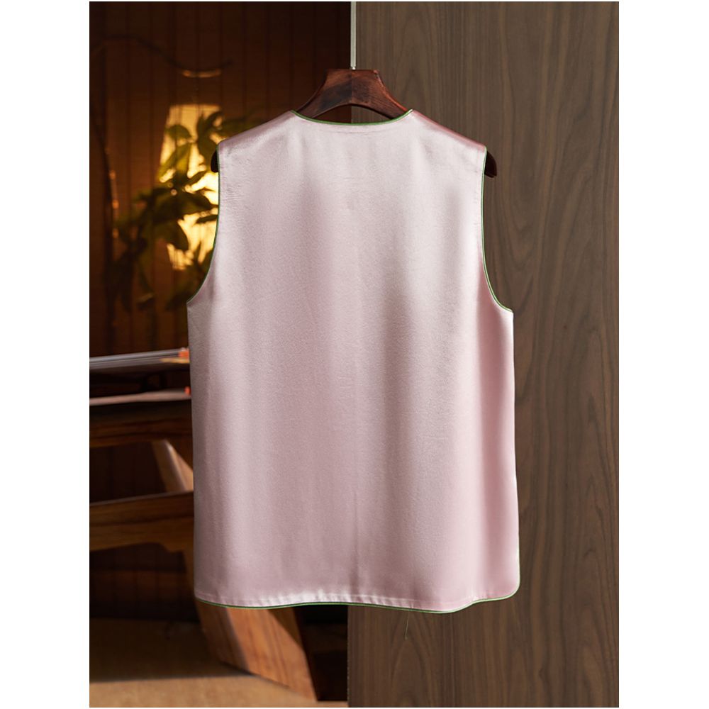 Light luxury and high end acetic acid vest women s 2023 summer new style Chinese style flower and bird embroidery vest top image 3