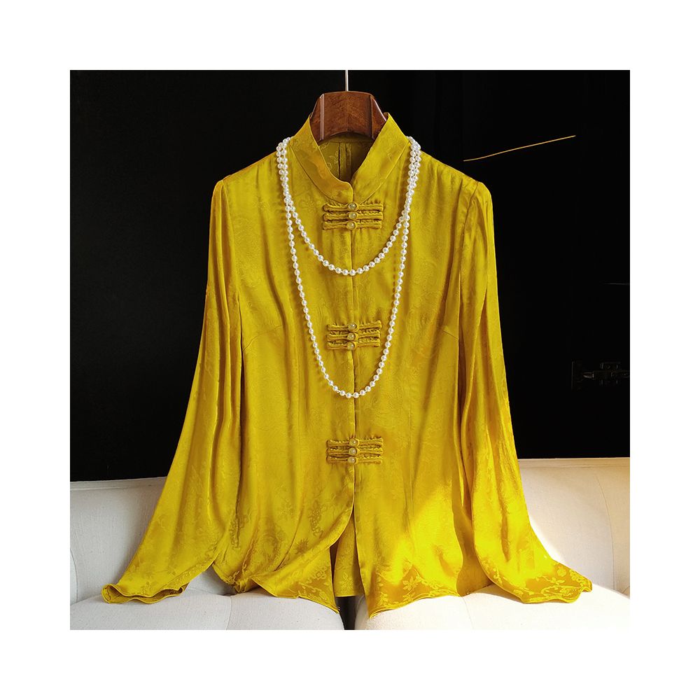 ASAYA1723 Chinese style shirt, loose fit, plain color