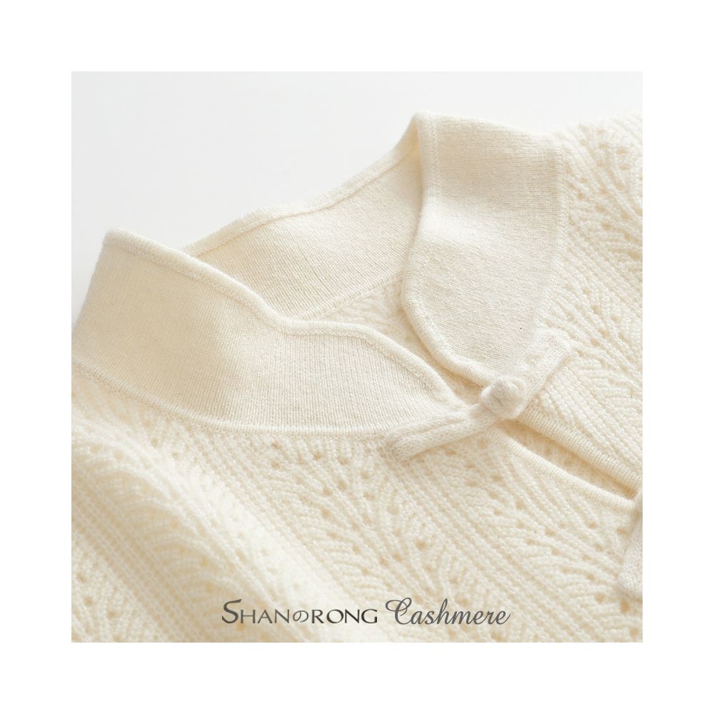 Retro ethnic style 100 cashmere sweater women s stand up collar buckle autumn and winter knitted sweater temperament qipao top image 3