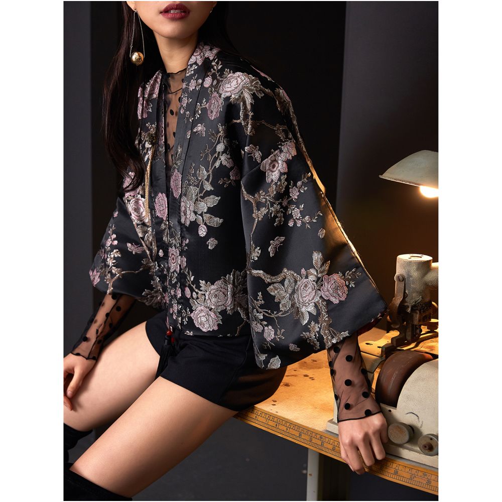 ASAYA1700 Floral kimono style shirt