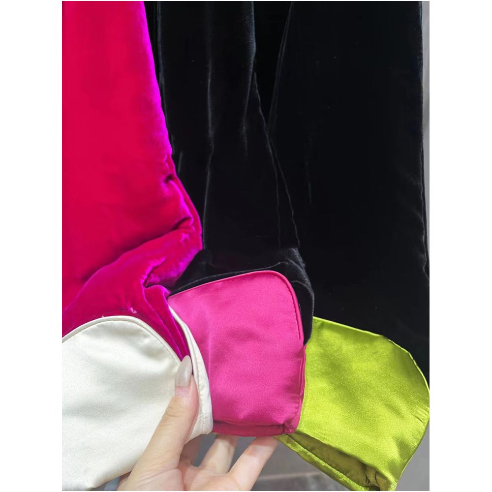 Good reputation CSZ012 fashionable new Chinese style silk velvet loose retro double breasted jacket top spring and autumn women image 46