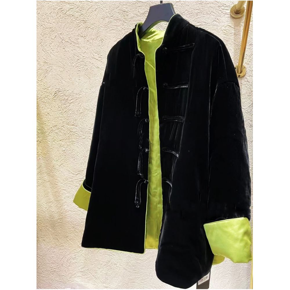 Good reputation CSZ012 fashionable new Chinese style silk velvet loose retro double breasted jacket top spring and autumn women image 48