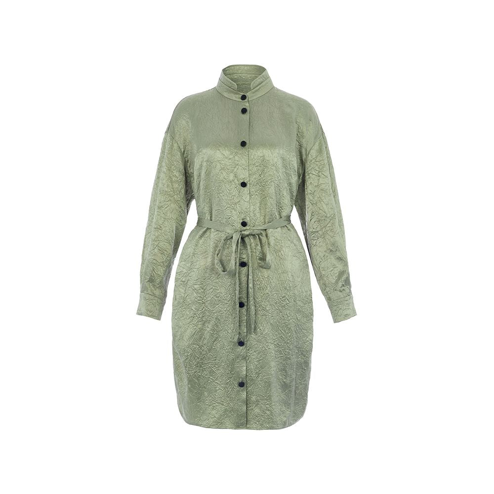 Hua Mu Shen Chinese style vinegar dress women s loose texture shirt skirt stand collar tied long sleeved skirt new style image 9