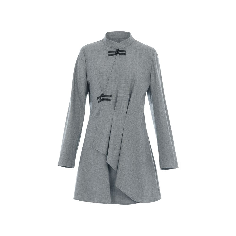 Celebrity style flower and tree deep Chinese style shirt jacket for women stand up collar button down wool improved Chinese style top image 16