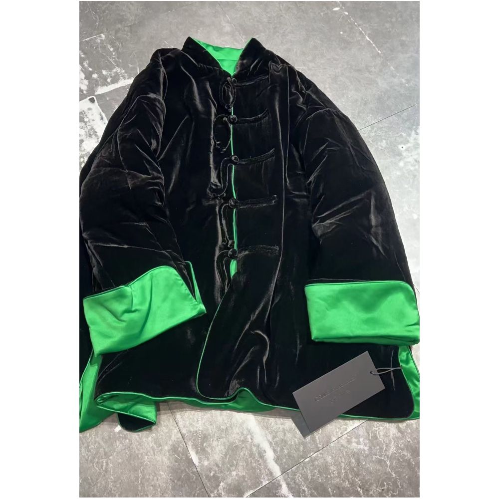 Good reputation CSZ012 fashionable new Chinese style silk velvet loose retro double breasted jacket top spring and autumn women image 26