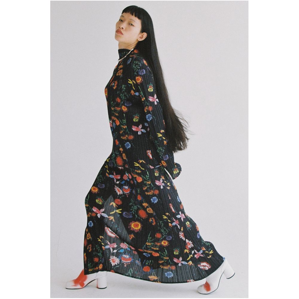 Our store is not a 7 day T Lonely 1 pleated printed stand up collar long sleeved pullover single piece floral base long sleeved T shirt image 8