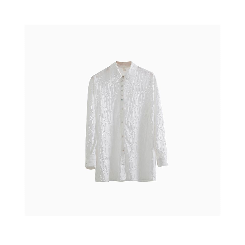 Original design by UART with ears light and flower long sleeved shirt women s design sense niche long white shirt top image 14