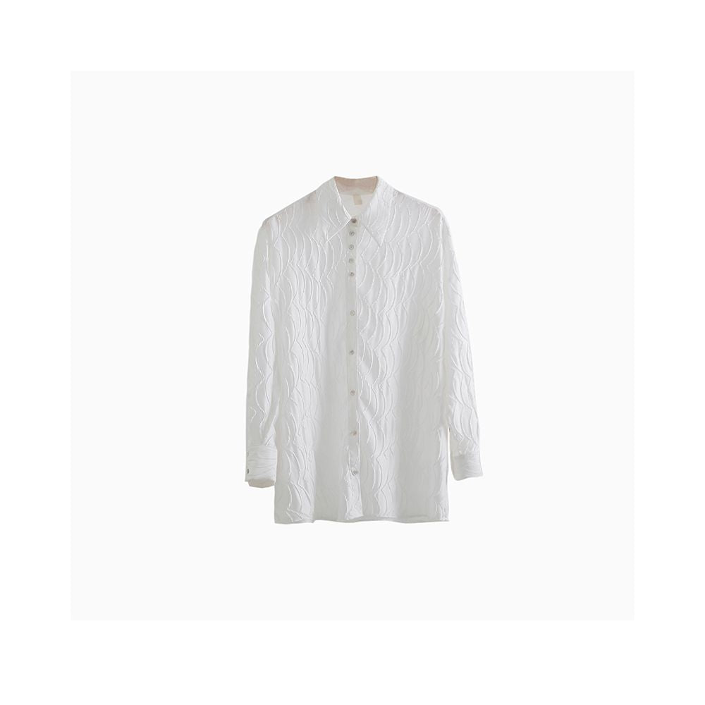 Original design by UART with ears light and flower long sleeved shirt women s design sense niche long white shirt top image 1