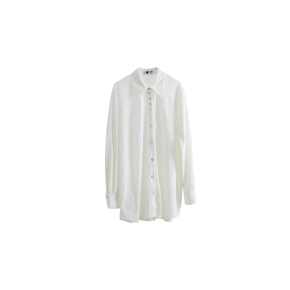 Original design by UART with ears light and flower long sleeved shirt women s design sense niche long white shirt top image 6