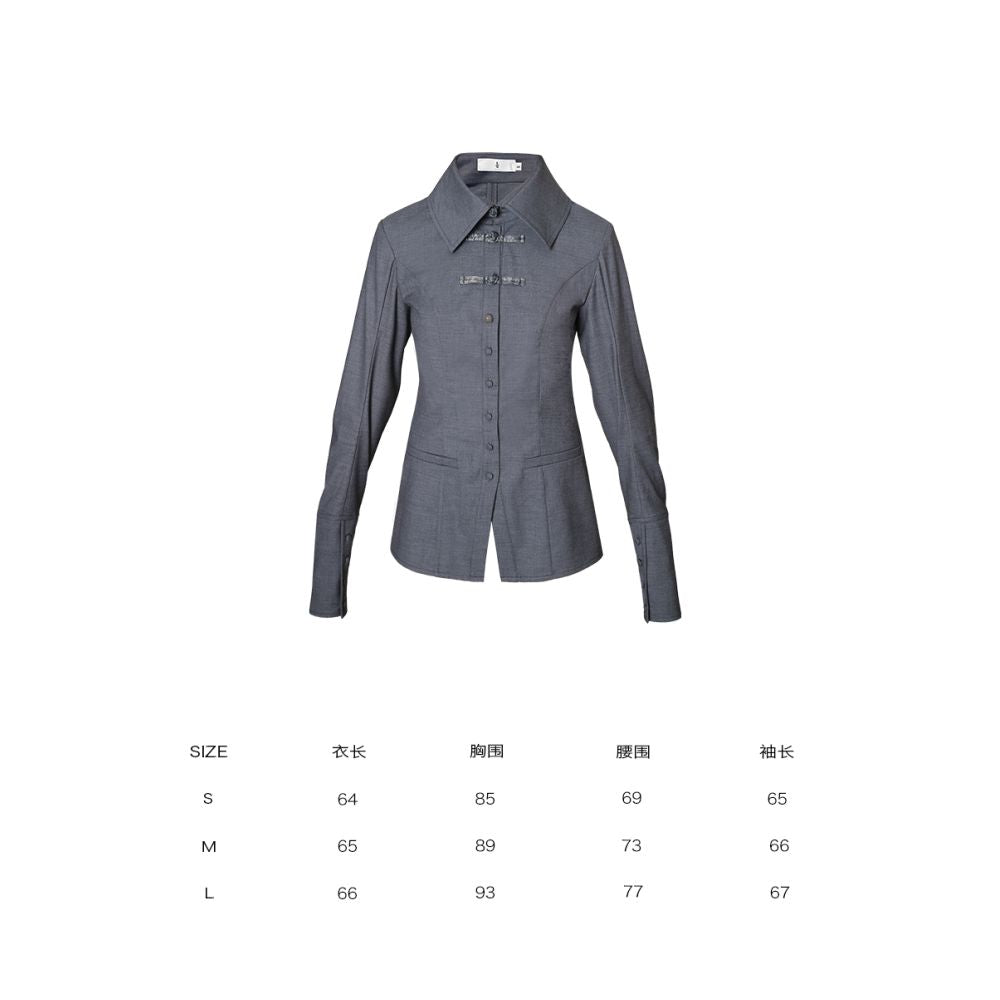 Bad Taste Western New Chinese Wool Blended Handmade Pan Button Hollow out Shirt Top image 5