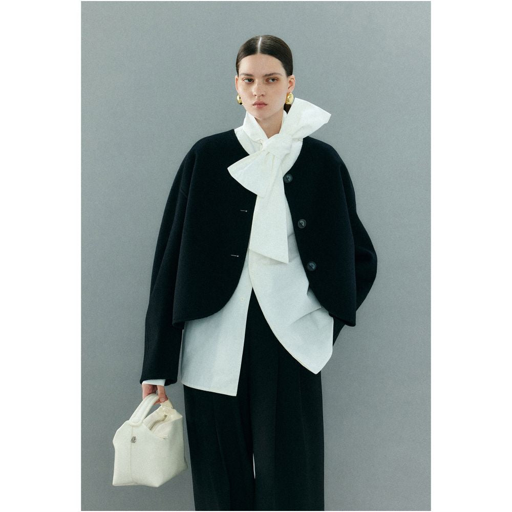 MOLYCHO short V neck double sided woolen coat for women s autumn and winter wool loose casual small woolen coat image 34