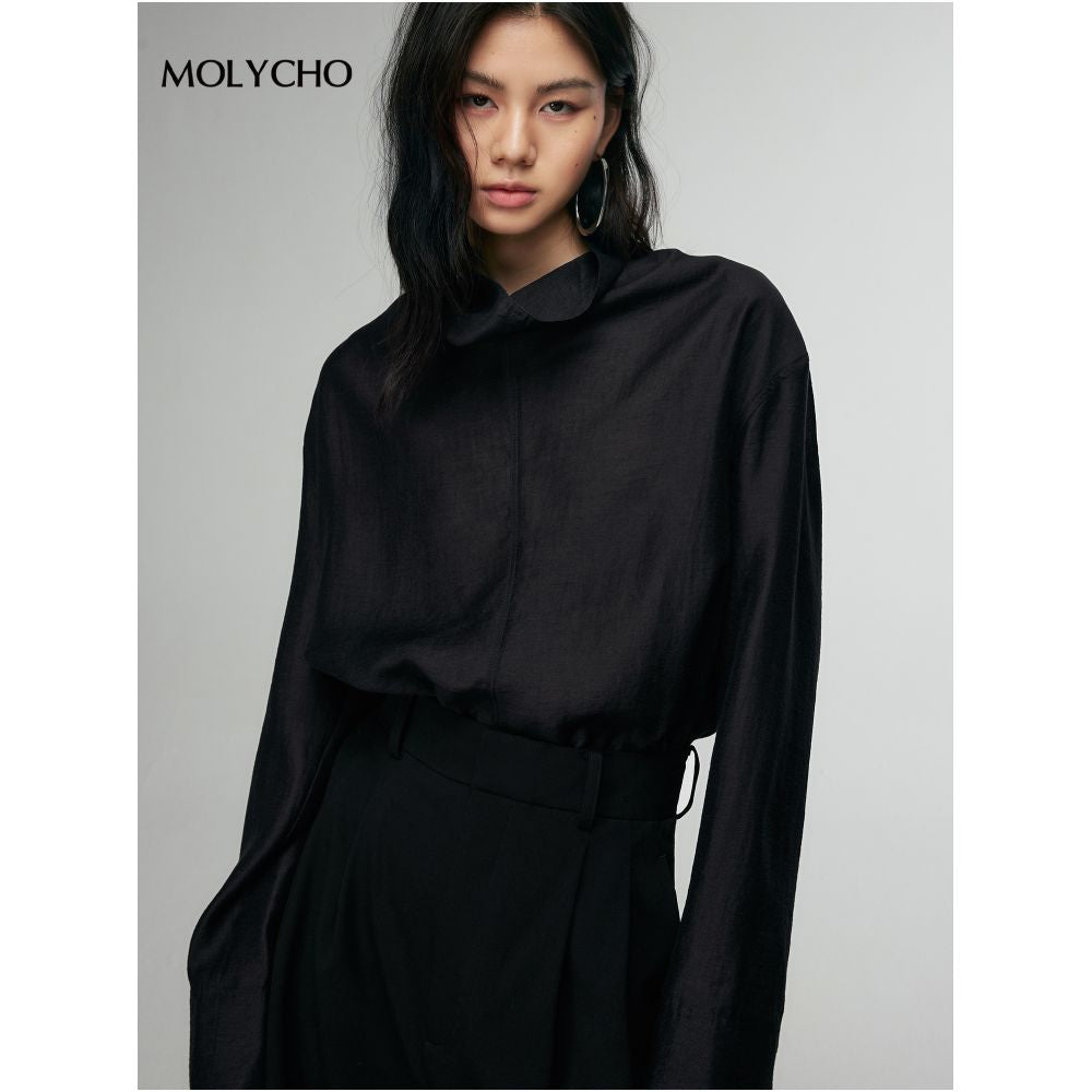 MOLYCHO Cold Aesthetics Thin Long Sleeve Shirt Jacket for Women Medium Length Top Loose Micro Transparent Shirt image 4