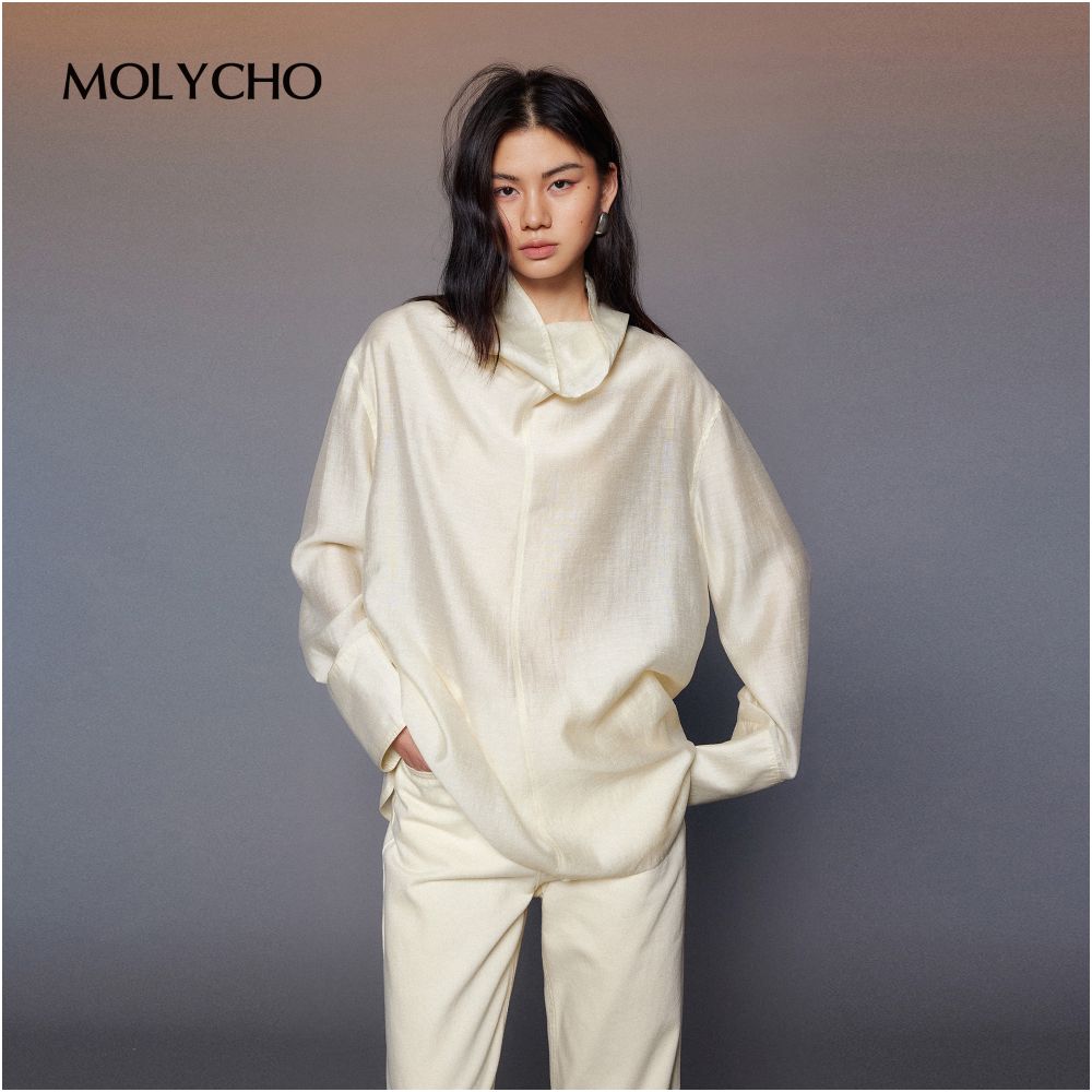 MOLYCHO Cold Aesthetics Thin Long Sleeve Shirt Jacket for Women Medium Length Top Loose Micro Transparent Shirt image 18