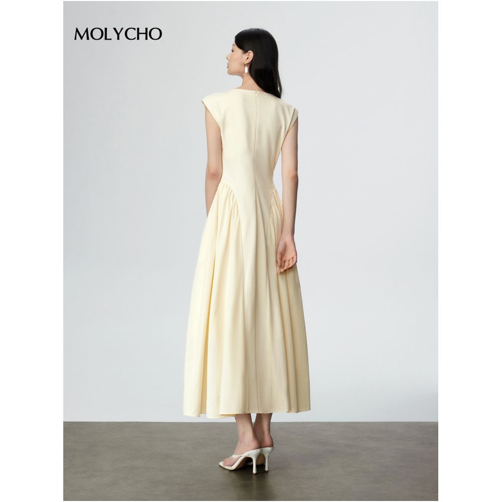 MOLYCHO French Elegant V neck Dress Women s Summer Design Sense Splicing Long Dress Tall Temperament Big Swing Skirt image 5