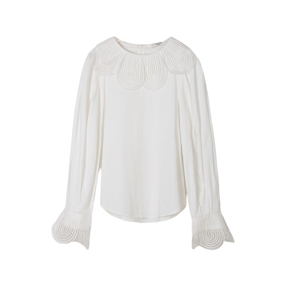 MANE Atelier original design high end bubble sleeves white lace shirt design female niche autumn image 12