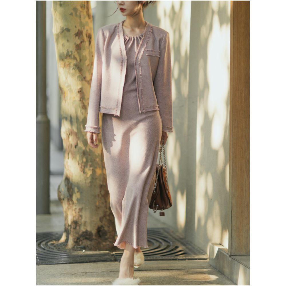 SOTHEMOS Lilac Flower Language Original Design Sense Small Fragrant Style Slant Cutting Retro Hanging Neck Dress Long image 3