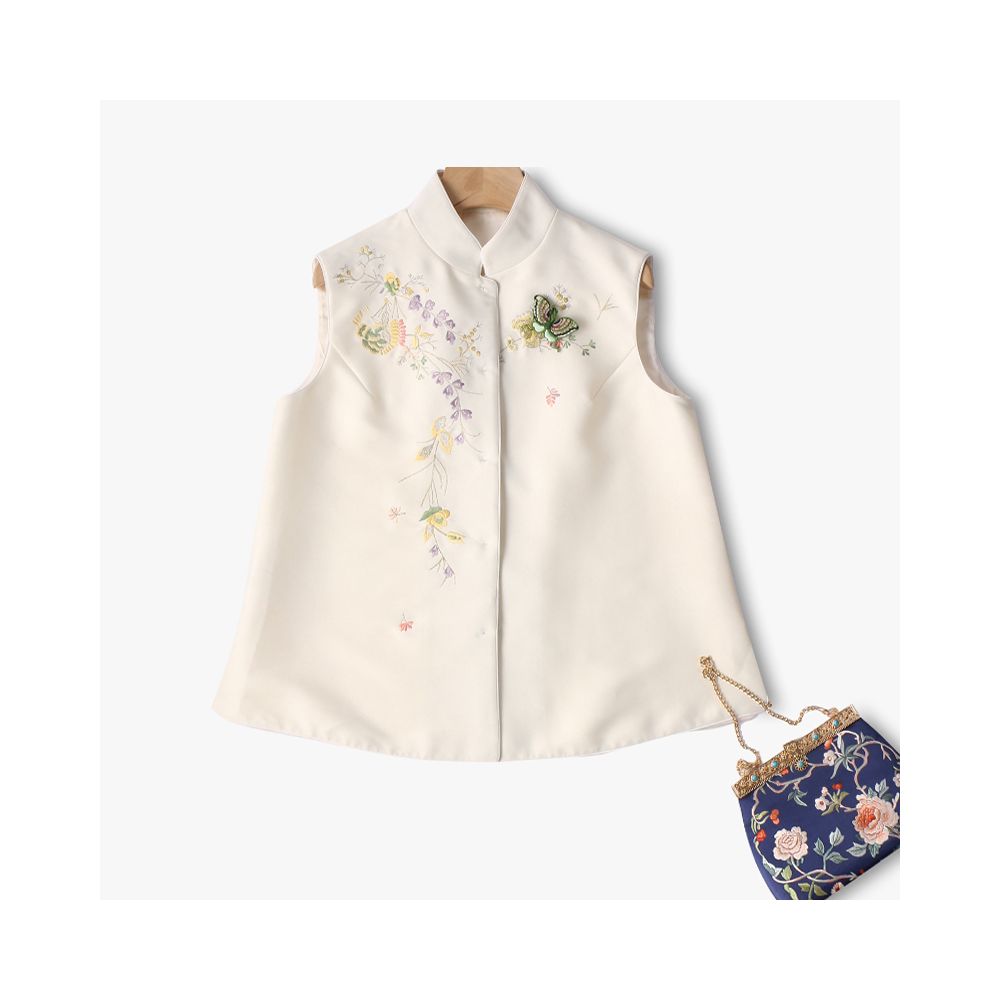 Town Store Baby PCY1380 Chinese Retro Stand up Collar Double breasted Vest Embroidered Camry Shoulder Embroidered Small Shirt Spring and Autumn Winter Women image 182