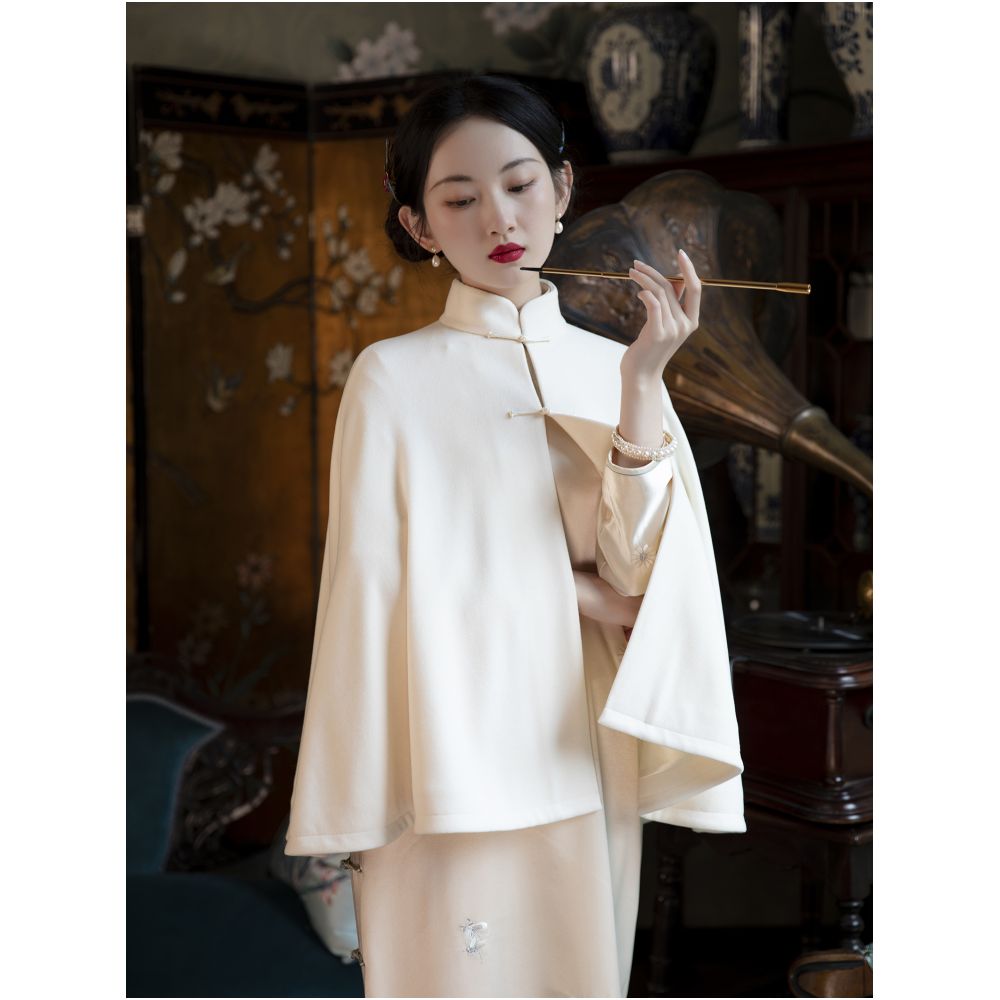 Farewell Zhaojun One City Style Plush Young and Versatile Knitted Velvet Cloak Hairy Collar Shawl for Daily Use image 0