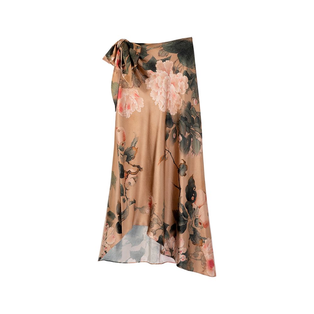 Painting Curtain Spring Drunken One City Wind Plush Silk Satin Retro Printed Daily Strap and Half Skirt Set Temperament image 13