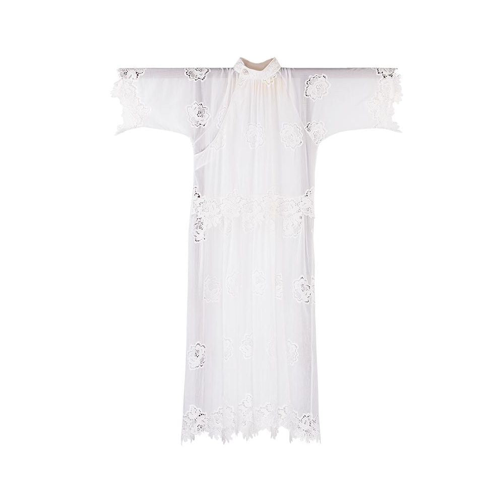 White Moon Light One City Wind Plush Spring and Summer Silk and Cotton Heavy Industry Embroidery Flower Retro Young Long Style Dress image 5