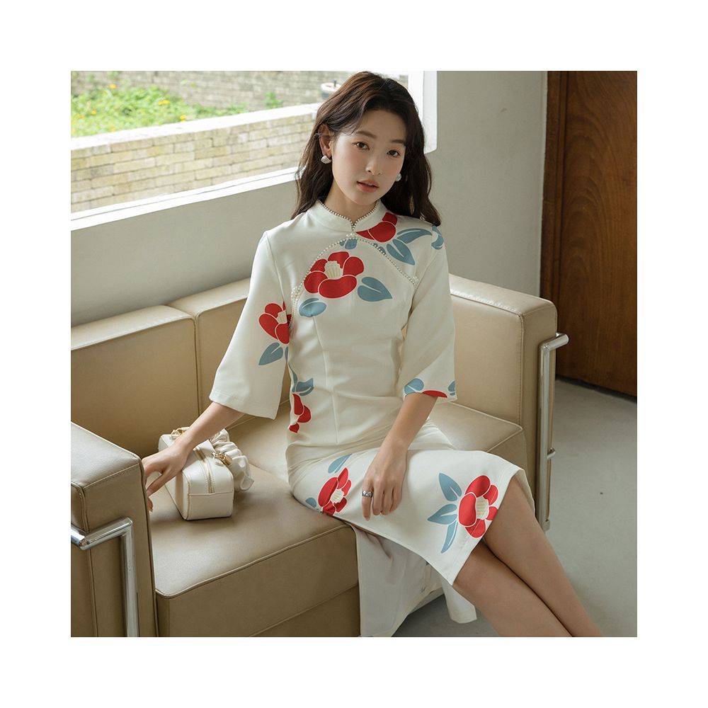 2025 new gentle young style improved cheongsam 541 retro national style fairy new Chinese style yellow dress autumn image 29