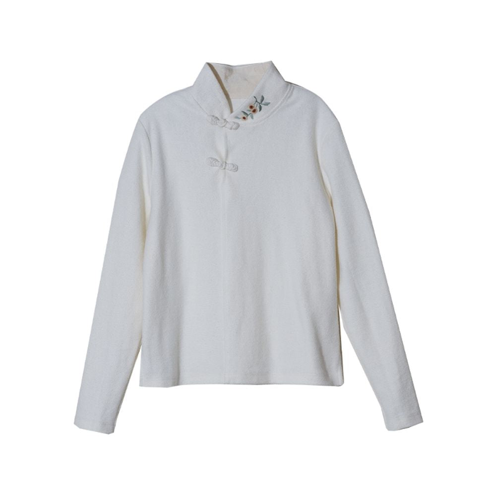 Blossoming Blossoms on the Mo Shang Original Orchid Hemp All Things Surprise Autumn Pure Cotton Embroidered Long Sleeve Shirt Women s Autumn image 5