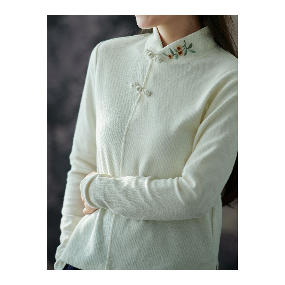 Blossoming Blossoms on the Mo Shang Original Orchid Hemp All Things Surprise Autumn Pure Cotton Embroidered Long Sleeve Shirt Women s Autumn image 28