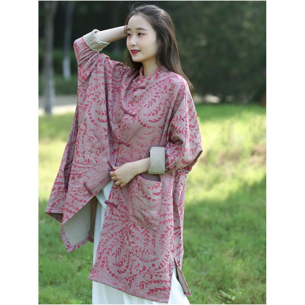 2025 Spring Original Design Cotton and Hemp Coat for Women s Art Retro Style with Loose Bat Sleeves and Mid to Long Sleeves image 3