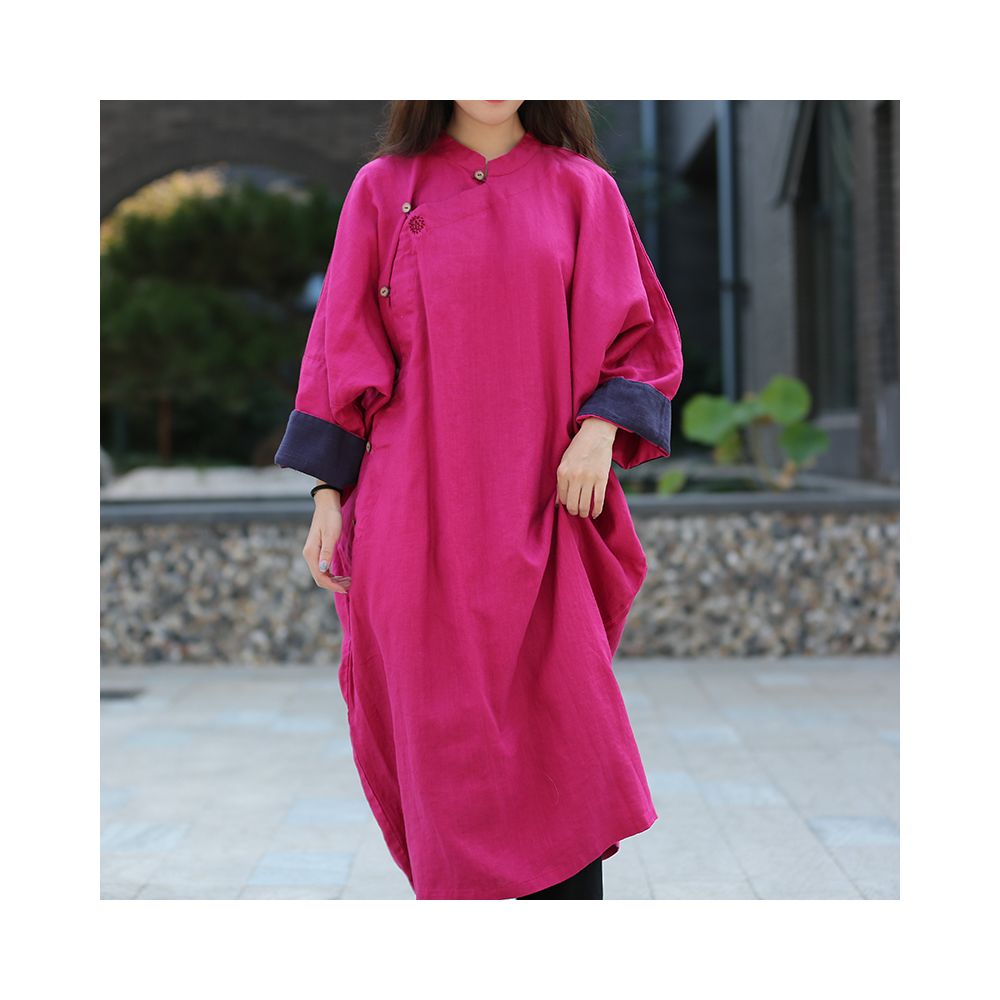 25 spring original design cotton and linen dress washed linen hand embroidery literary retro Chinese ethnic loose robe image 7