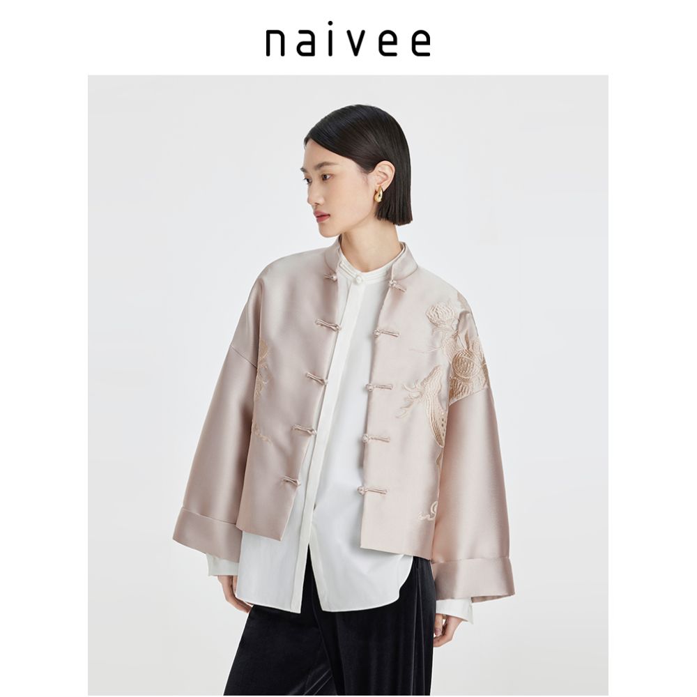 Naivee blogger s same style autumn new Chinese style women s clothing Chinese style top embroidered buckle loose jacket for women image 2