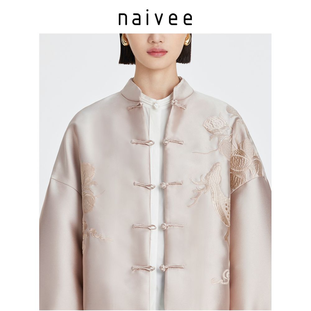 Naivee blogger s same style autumn new Chinese style women s clothing Chinese style top embroidered buckle loose jacket for women image 3
