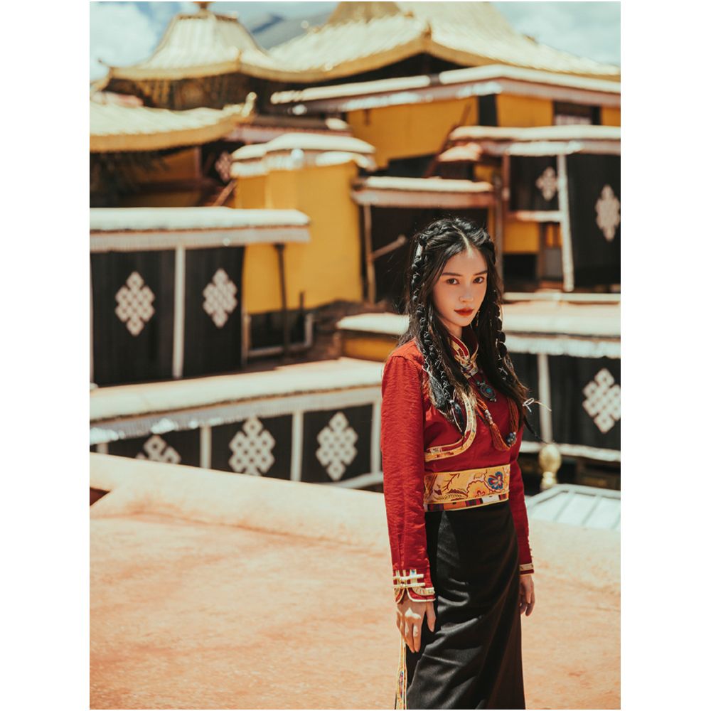 Classic inheritance Tibetan traditional Tibetan dress half skirt women s retro wrap skirt one piece skirt baby same style image 34