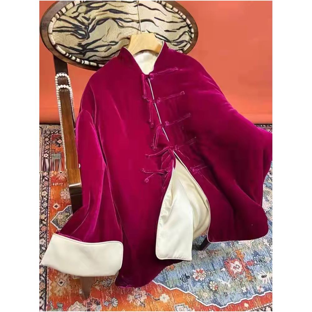 Good reputation CSZ012 fashionable new Chinese style silk velvet loose retro paired jacket top for spring and autumn women image 2