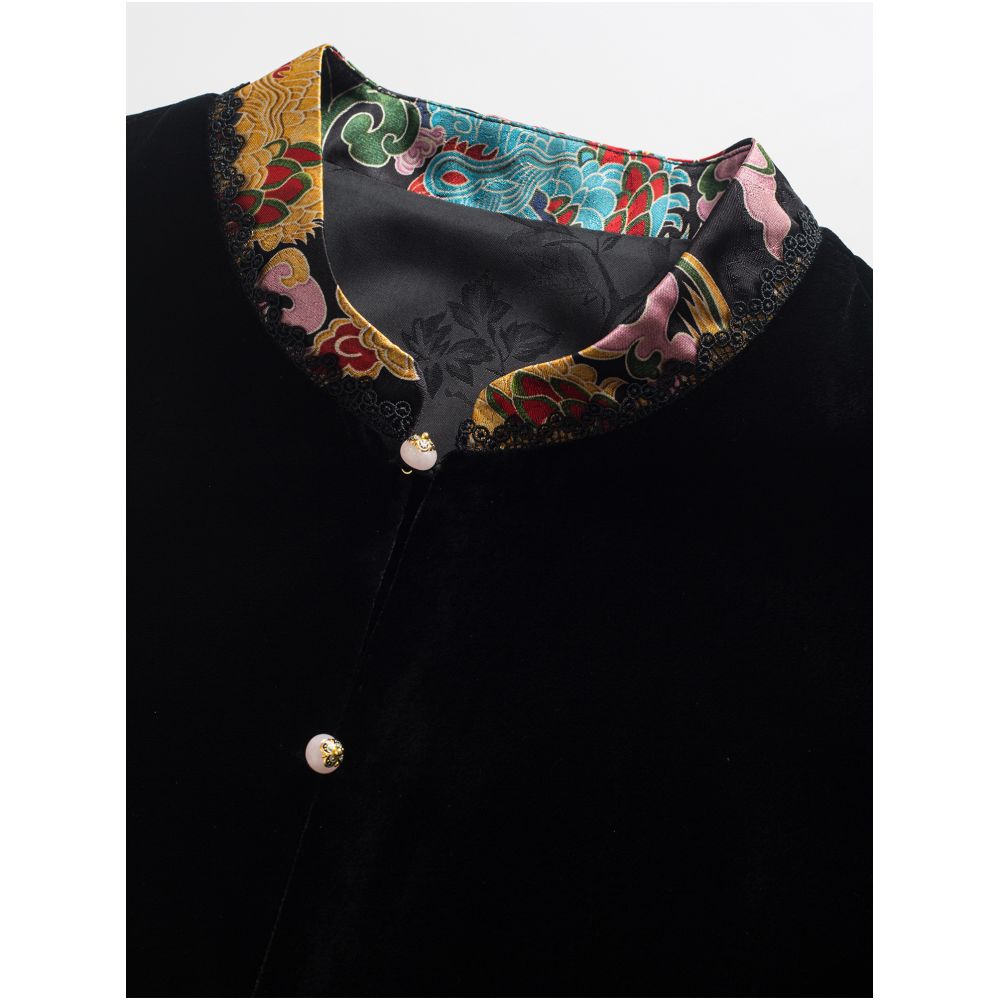 Jiaqi Ruixi Authentic Mulberry Silk True Velvet New Chinese style elegant and sophisticated versatile embroidered vest image 2