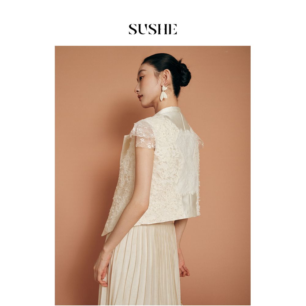 Outlet for sale SUSHE Feather Coat Shake Yarn Unique Design Irregular Splicing Vest Coat Women s Summer image 5