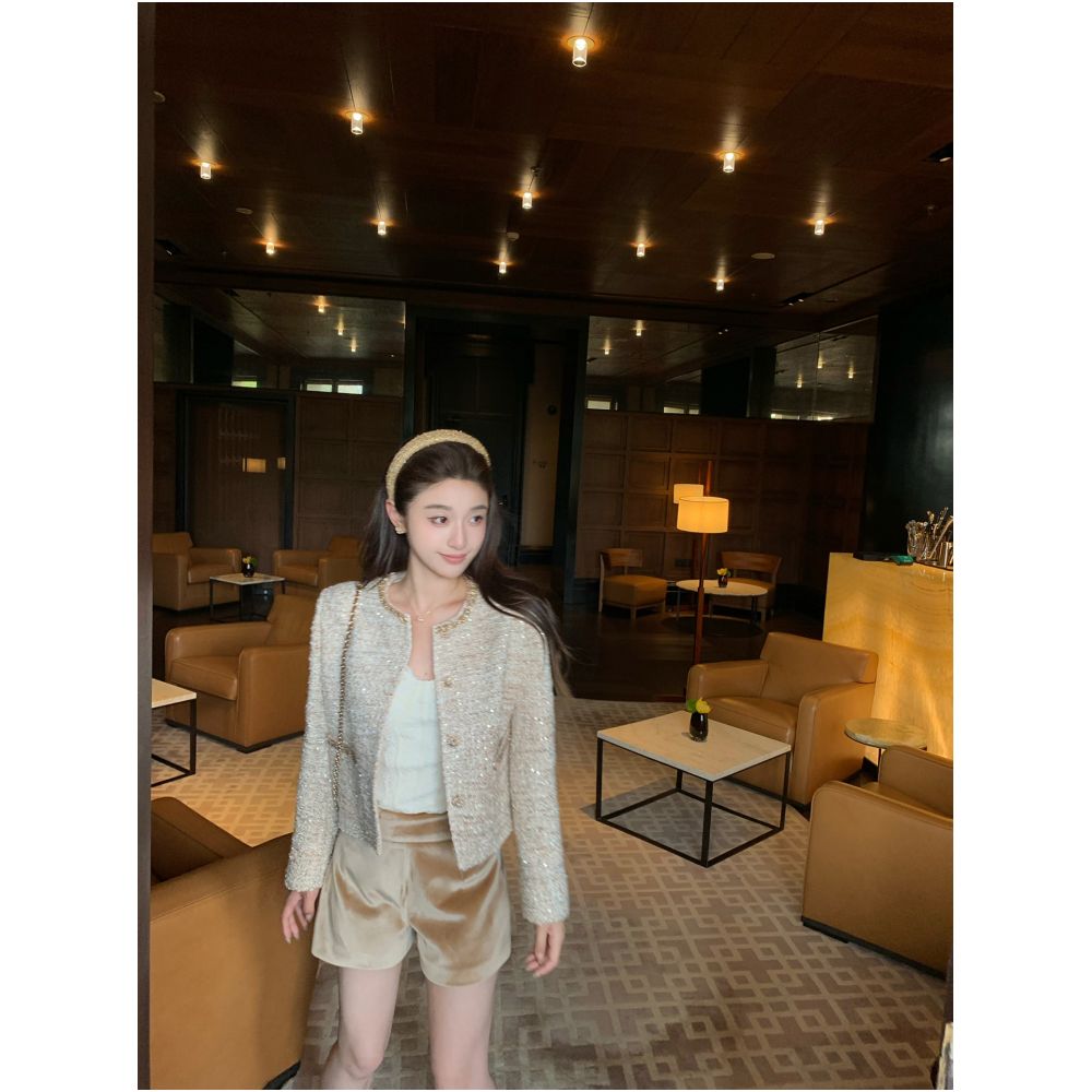 Cchen Chen Fragrance Princess Coarse Floral Small Fragrant Coat Round Neck High End Slimming Style Top image 2