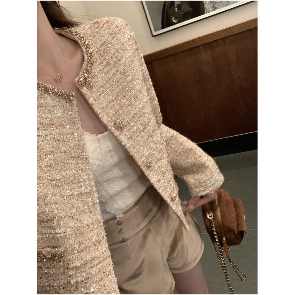 Cchen Chen Fragrance Princess Coarse Floral Small Fragrant Coat Round Neck High End Slimming Style Top image 3